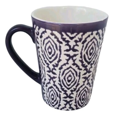 SCM Home Design Stoneware 16oz Coffee Cup Mug Modern Purple Geometric