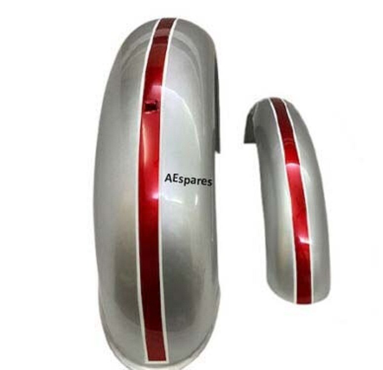 TRIUMPH T120 T100 T90 CHERRY & SILVER FRONT & REAR MUDGUARD SET