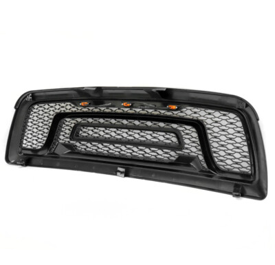 For 2009-2012 Dodge Ram 1500 Pickup Hood Upper Grille Grill Shell w/Lights Black