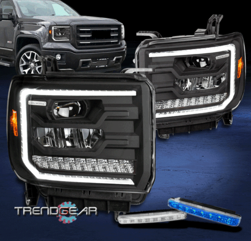 For 2014 2015 GMC Sierra 1500 LED Sequential Projector Black