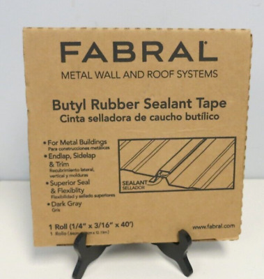 Fabral - Butyl Rubber Sealant Tape - 1 Roll (1/4'' x 3/16'' x 40') - Dark Gray