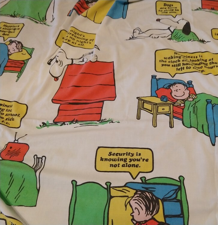VTG Peanuts Snoopy Bed Sheet Quilting Crafting Twin