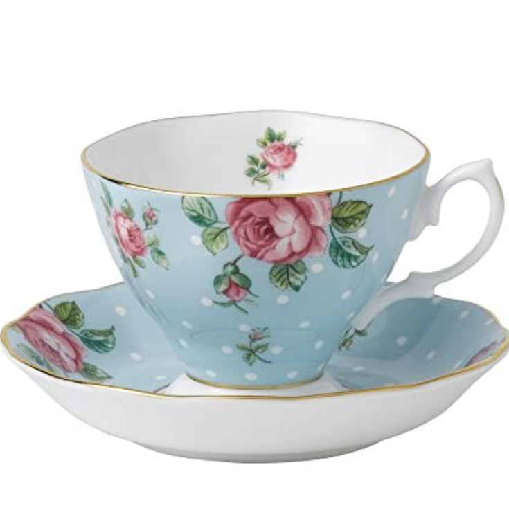 NEW Royal Albert COUNTRY ROSE Vintage POLKA BLUE Tea Cup & S