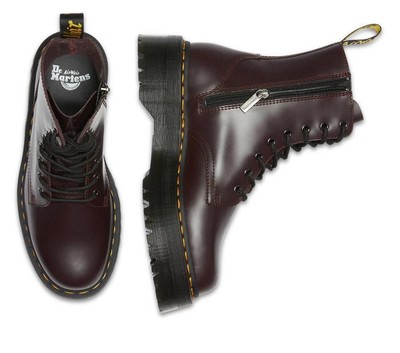 Pre-owned Dr. Martens Jadon Side Zip Burgundy 27311626 In Red