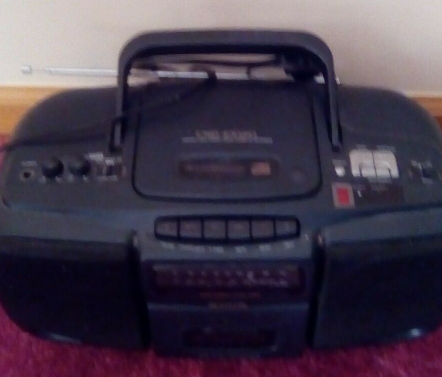 Portable AM/FM Boombox with CD and Cassette Player