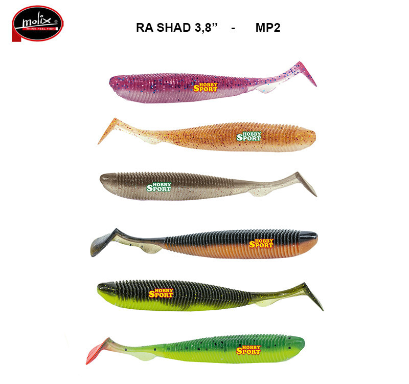 MOLIX RA SHAD 3,8' COLORE MP2 MIXED PACK  SPINNING MARE LAGO