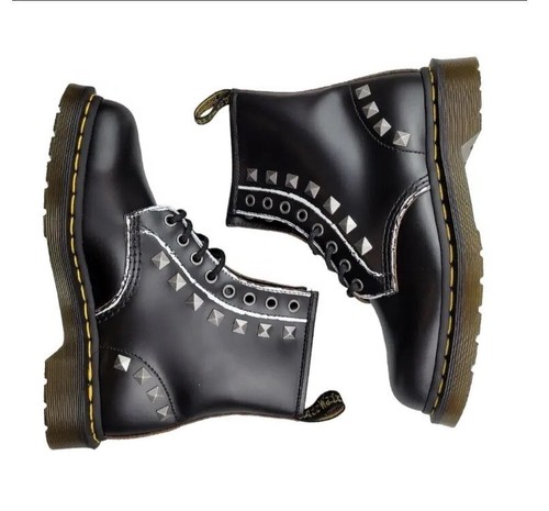 Dr. Martens 1460 Stud 8-Eye Boot Women's 8 Black Rolled