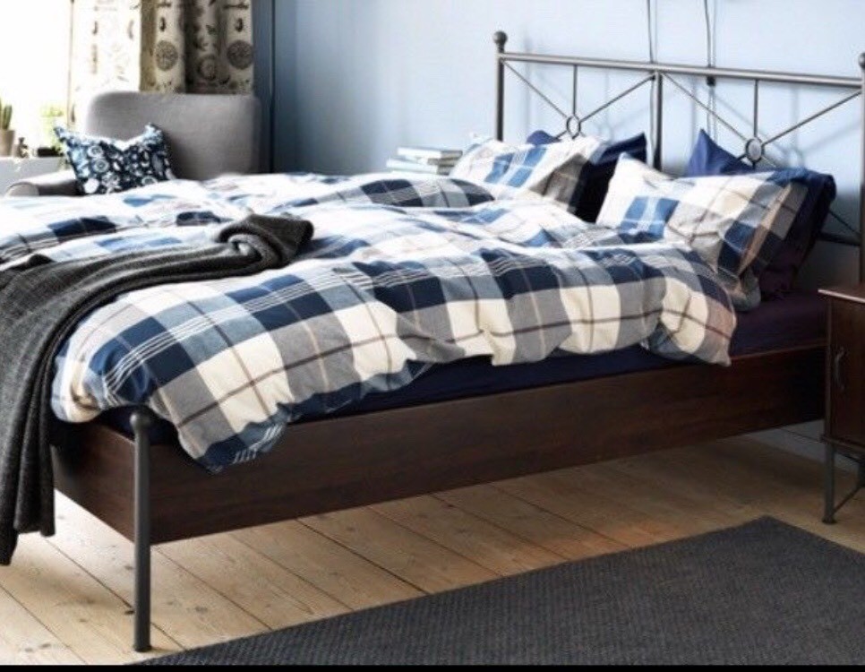 Metal and wooden Ikea double bed in Canada Water, London Gumtree