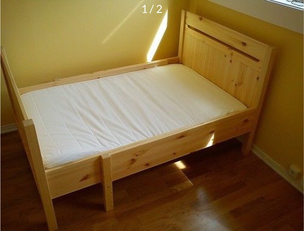 Quality Ikea Pine Wood Extendable Toddler Child Kids Bed Mattresses