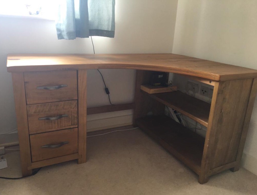 Next Hartford Corner Office Desk Table Solid Distressed Pine In