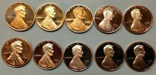 1980~1989 S Lincoln Penny Gem Proof Run 10 Coin Decade Set US Mint Lot FREE SHIP