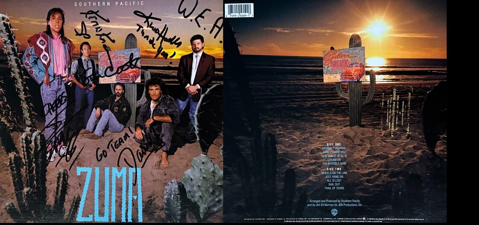 Southern Pacific BAND Signed Zuma Original LP Jacket Only No