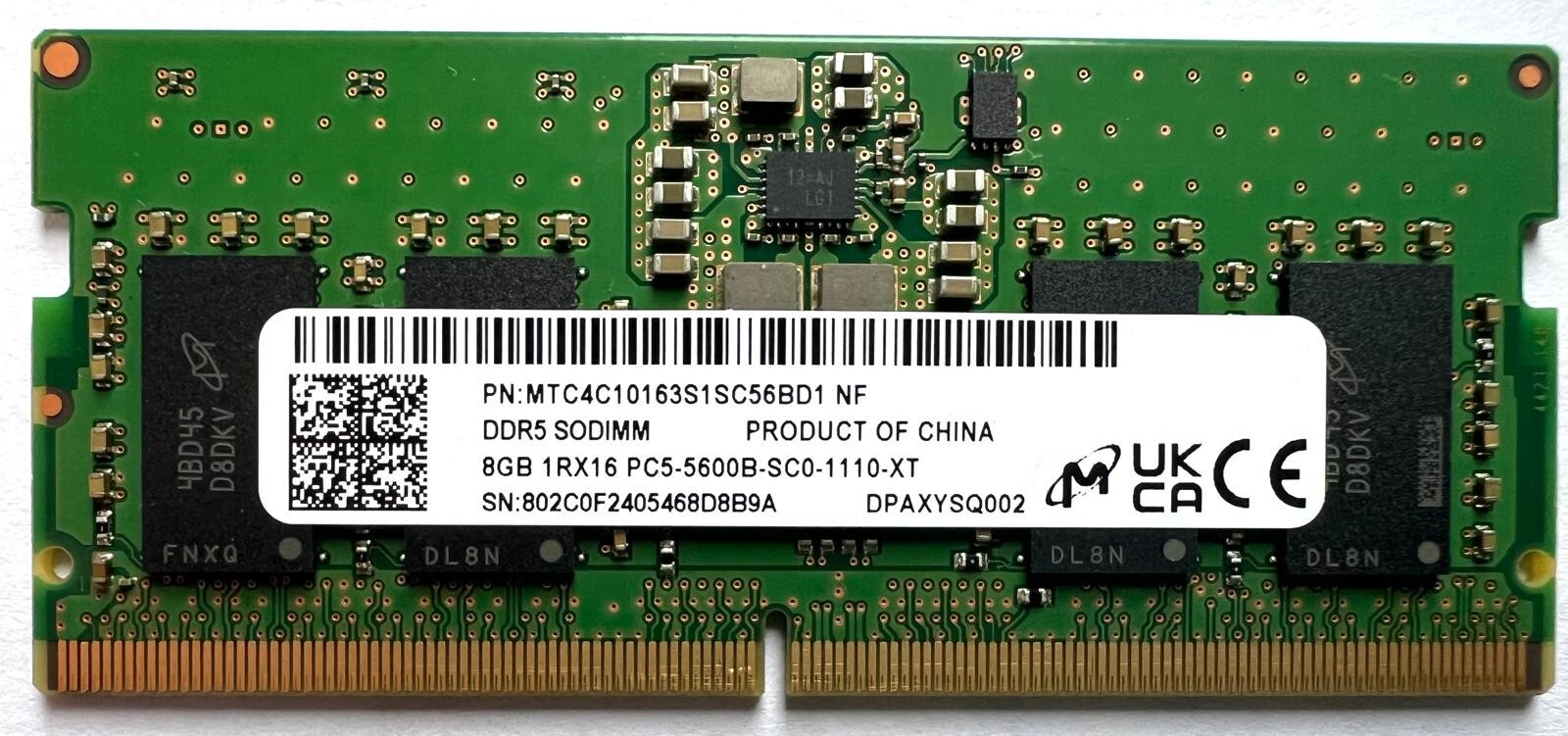 y*i様 マイクロンDDR5メモリー　PC5-5600B 16GB (8GB × Micron 16GB DDR5 5600 PC5-44800 1Rx8 SODIMM Laptop Memory