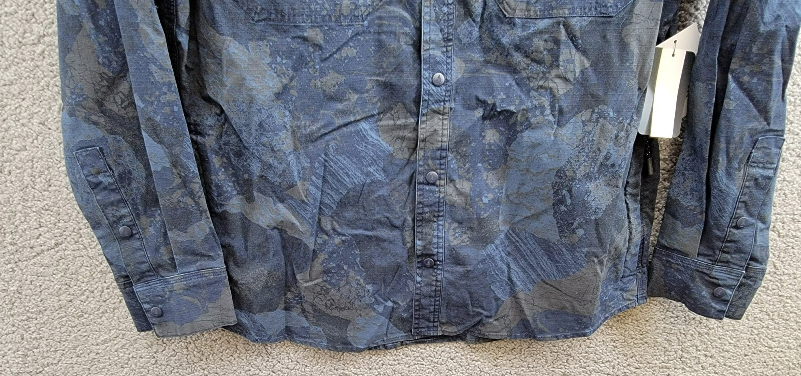 BASS OUTDOOR Ripstop Utility Shacket Men's M Rock Camo/Navy Blazer Button Snap - Picture 4 of 19