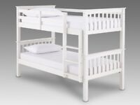 Single Wooden Bunk Bed In White Color Optional Mattress Free Delivery 
