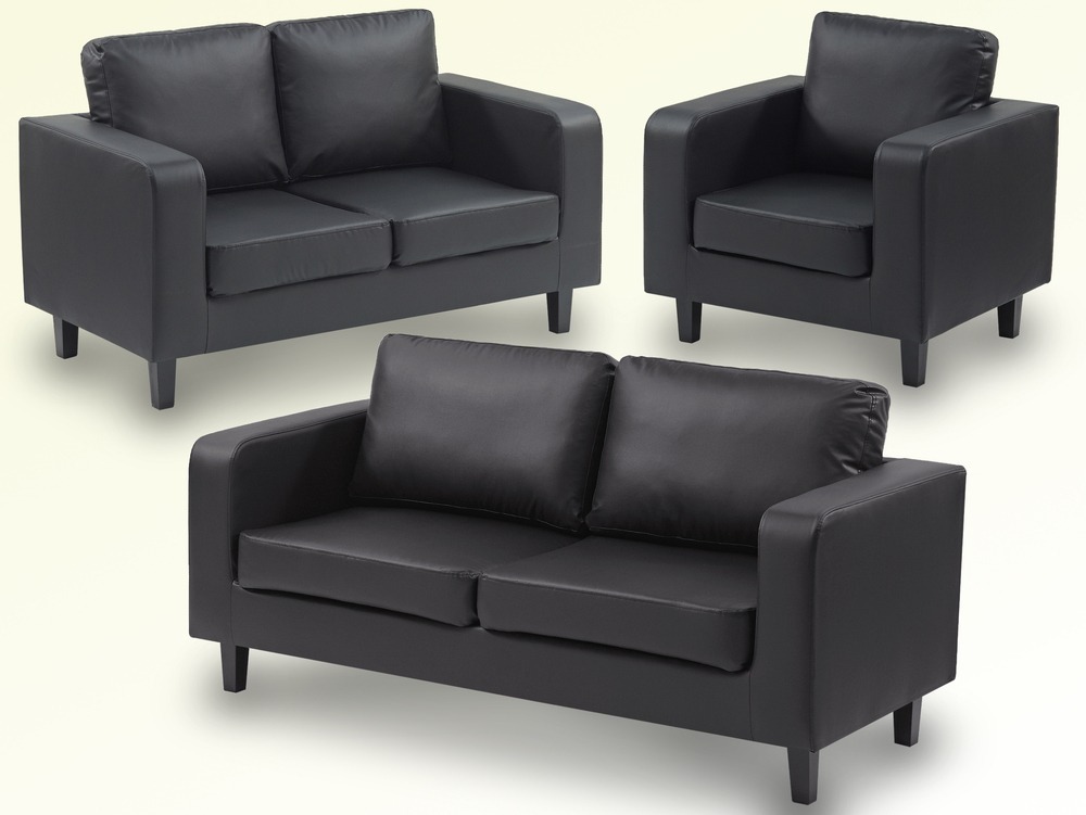Great Value Leather Box Sofa Set 3 2 & 1 only for £275 black in
