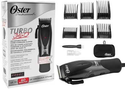 Oster Turbo 360 Adjustable Blade Cord/Cordless Hair Clipper Dual Voltage...