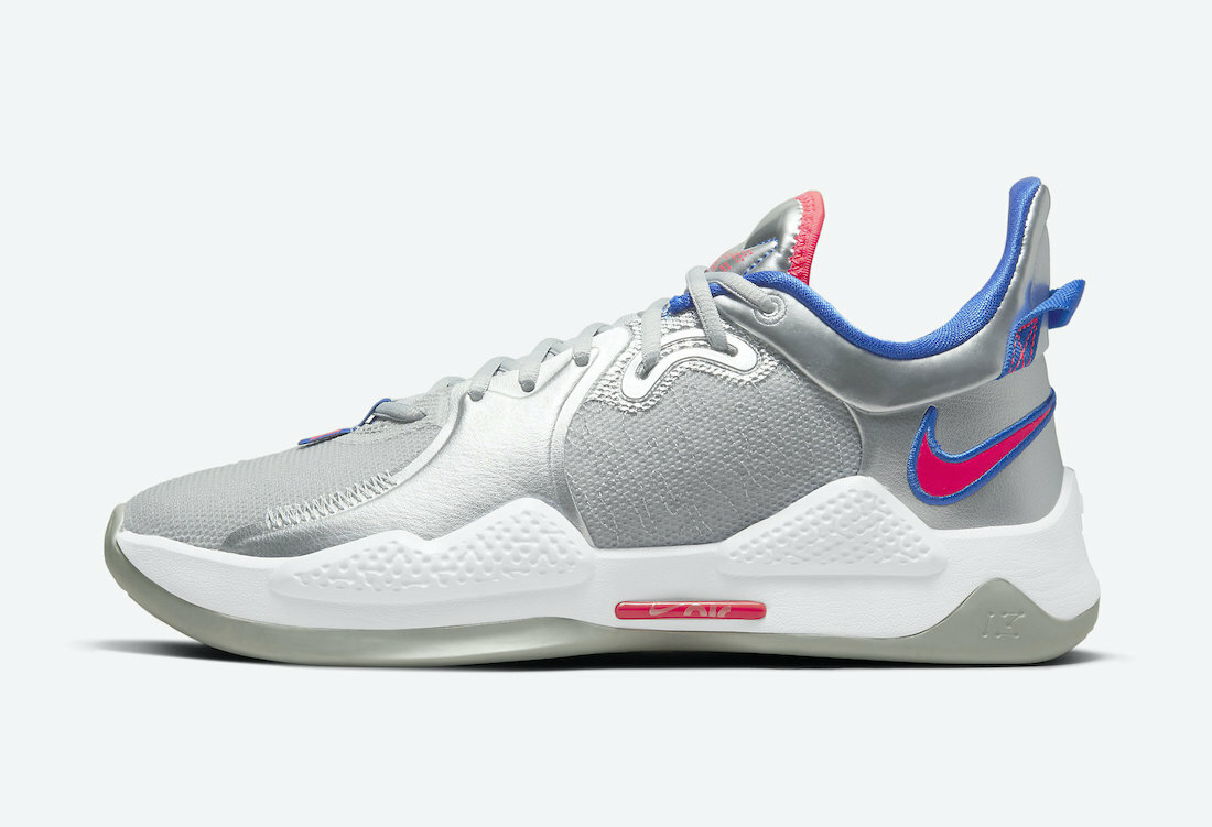 

Мужские кроссовки Nike PG 5 Paul George Clippers Silver Flash Crimson Red CW3143-005 размер 10, Серебряный, Nike PG5