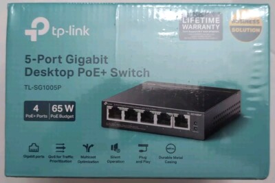 TP-Link 5-Port Gigabit Desktop 65w PoE+ Switch TL-SG1005P NEW Sealed