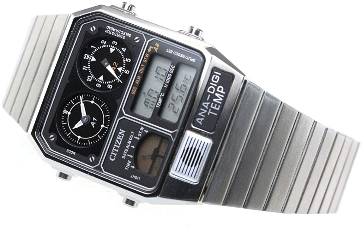 Pre-owned Citizen Ana-digi Temp Jg2101-78e Silver Analog Digital Men Watch From Japan