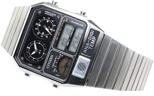 Pre-owned Citizen Ana-digi Temp Jg2101-78e Silver Analog Digital Men Watch From Japan