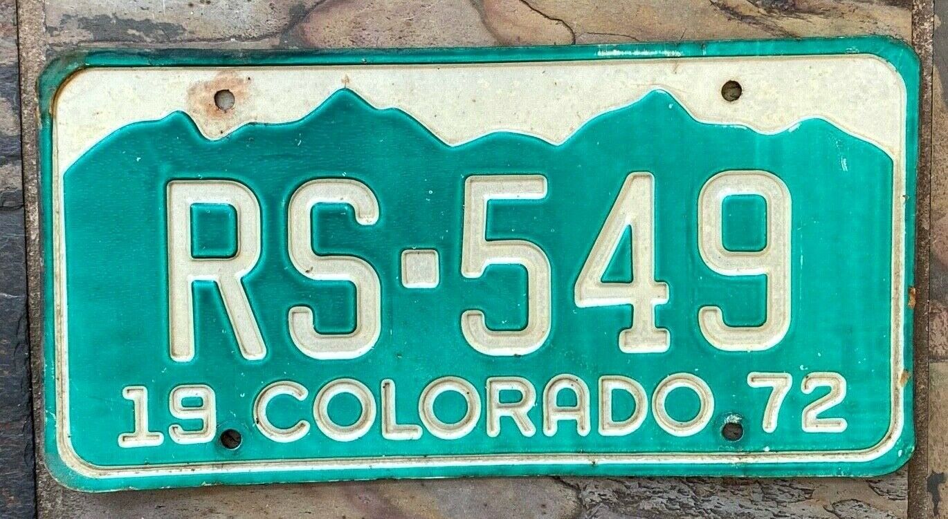 Vintage 1972 COLORADO License Plate - RS-549 - Green White 