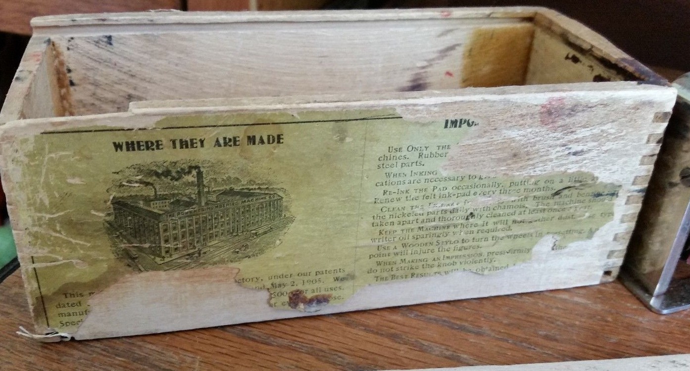 Vintage Roberts Model #49A Automatic Numbering Machine-Wooden Box-England