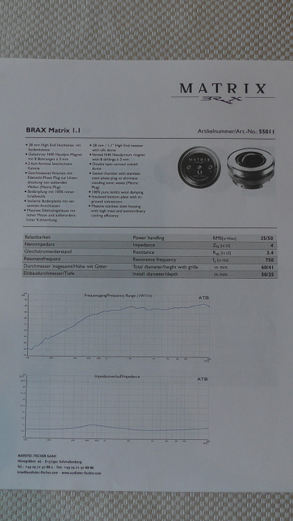 Brax Matrix 1.1 Tweeters - Made In Germany - NEW!
