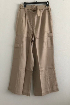 Studio Park x Amy Stran Lyocell Belted Crop Pant - Stone (Sz 12 Tall) a648612 -