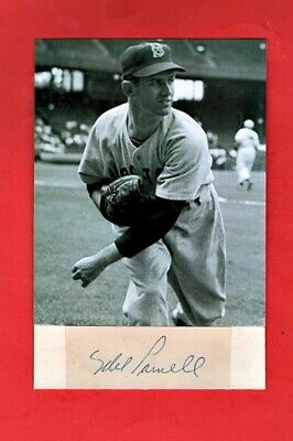 1947/56 MEL PARNELL-BOSTON RED SOX AUTOGRAPHED  CUT ON W/GLOSSY PHOTO-d.2012