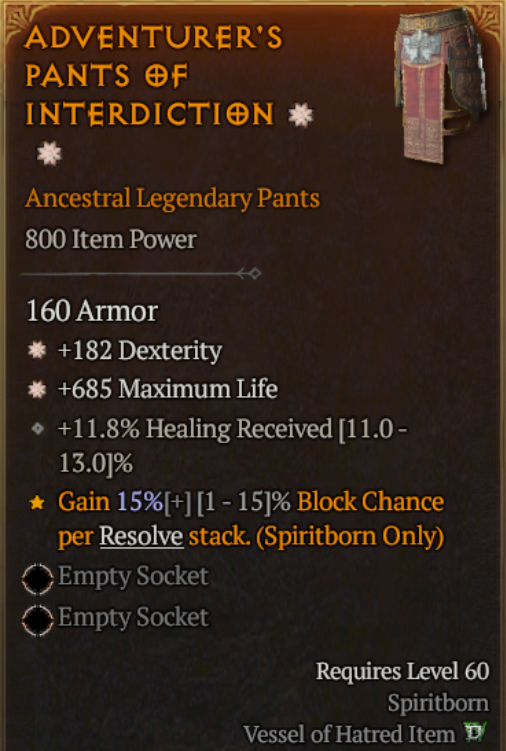 💥 DIABLO 4 💥 SEASON 6💥Spiritborn 🔥 Interdiction 🔥 Max Roll 15% Aspect