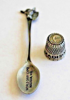 MADISON, WI pewter Spoon & Thimble