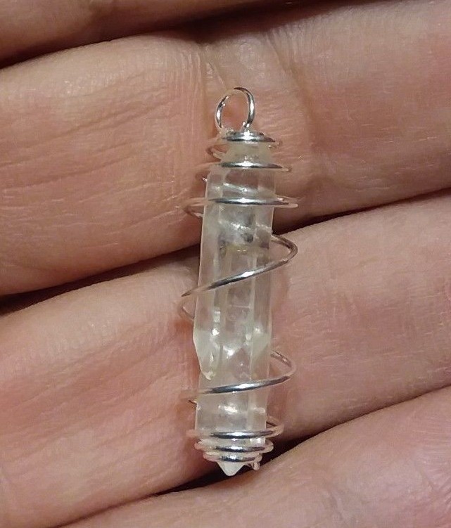 Herkimer Diamond Silver Plated Wire Cage Pendant 1