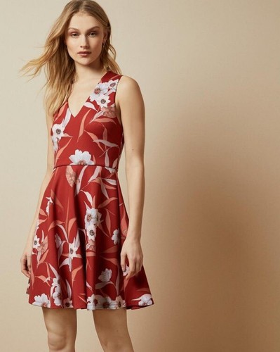 ★Ted Baker DEELIAA プリントプリーツフレア 上質マキシ★ ☆Ted Baker DEELIAA プリントプリーツフレア 上質マキシ