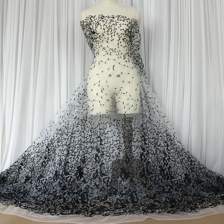 Lace Mesh Embroidery Sheer Fabric Voile Tulle Wedding Dress Tutu Skirt Cloth DIY