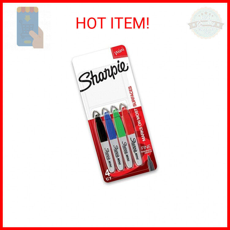 SHARPIE Mini Permanent Markers, Fine Point, Assorted Colors, 4 Count