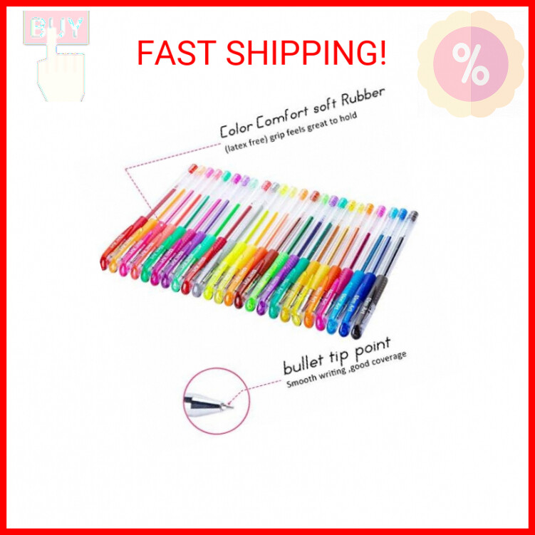 Aen Art Glitter Gel Pens Colored Fine Tip Markers with 40% More Ink for Adult Co
