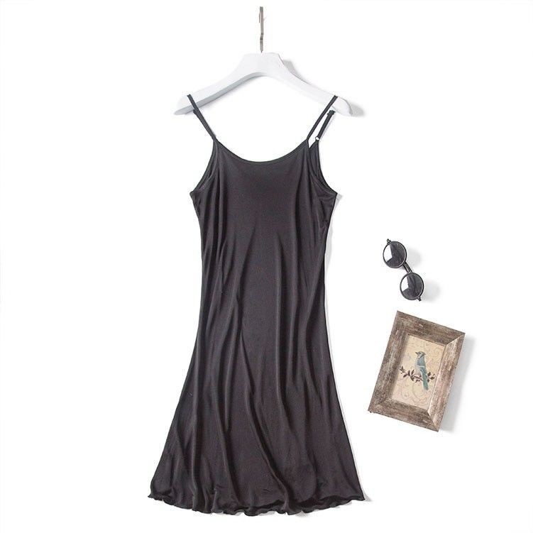 Women Knitted Silk Slip Dress Petticoats Strap Spaghetti Nightdress Camisole