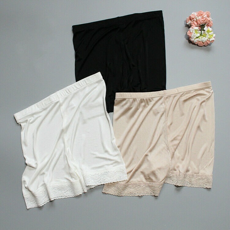 Women Knit Silk Underwear Lace Boxer Briefs Knickers Panties Shorts Silm