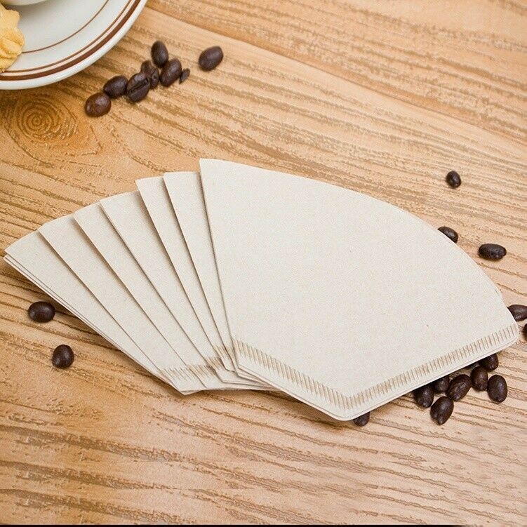 100 X Coffee Filter Paper Dripper Pot Unbleached Maker Cone Cafe Supply 2-4 Cup