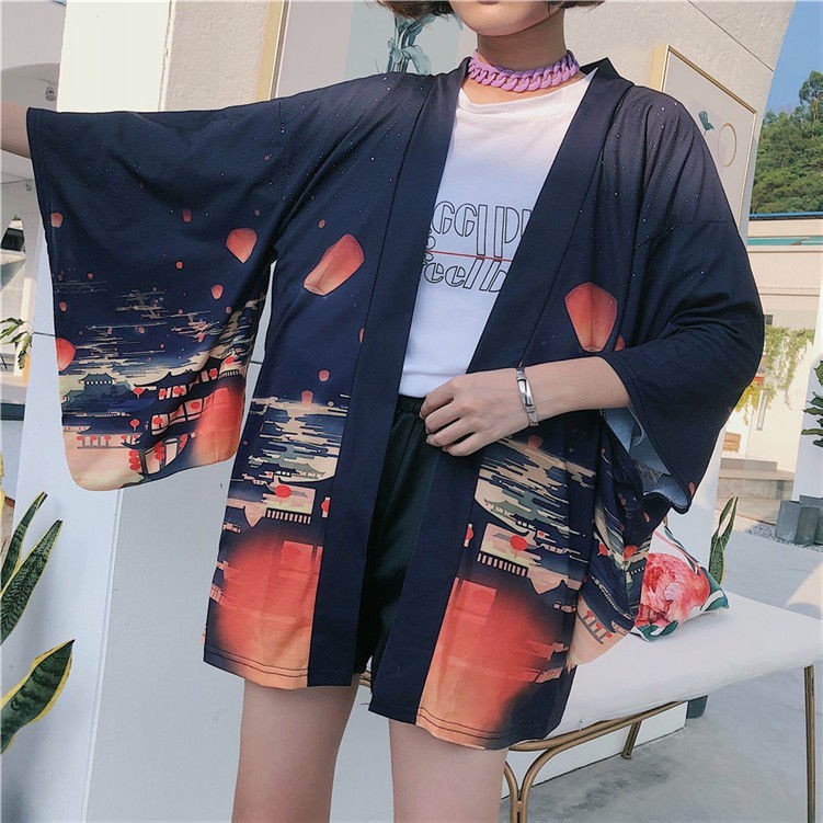 Giapponese Donna Kimono Cappotto Giacca Vintage Cardigan Maglia Rétro Haori