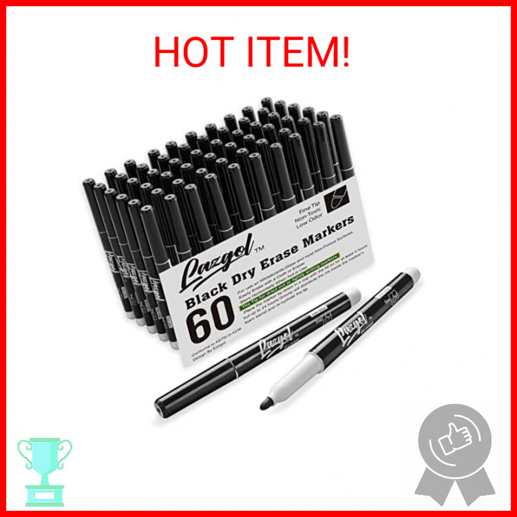 Bulk, 60 Pack Black Low Odor Whiteboard Markers, Fine P