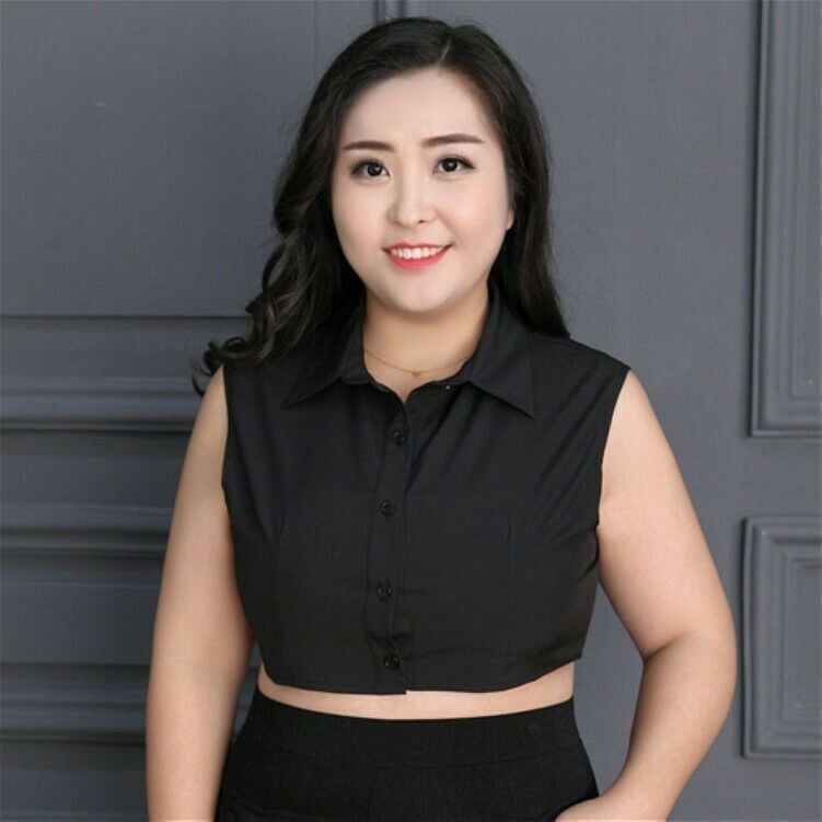 lady-fake-false-collar-detachable-half-shirt-crop-blouse-bib-lapel-plus-size-new