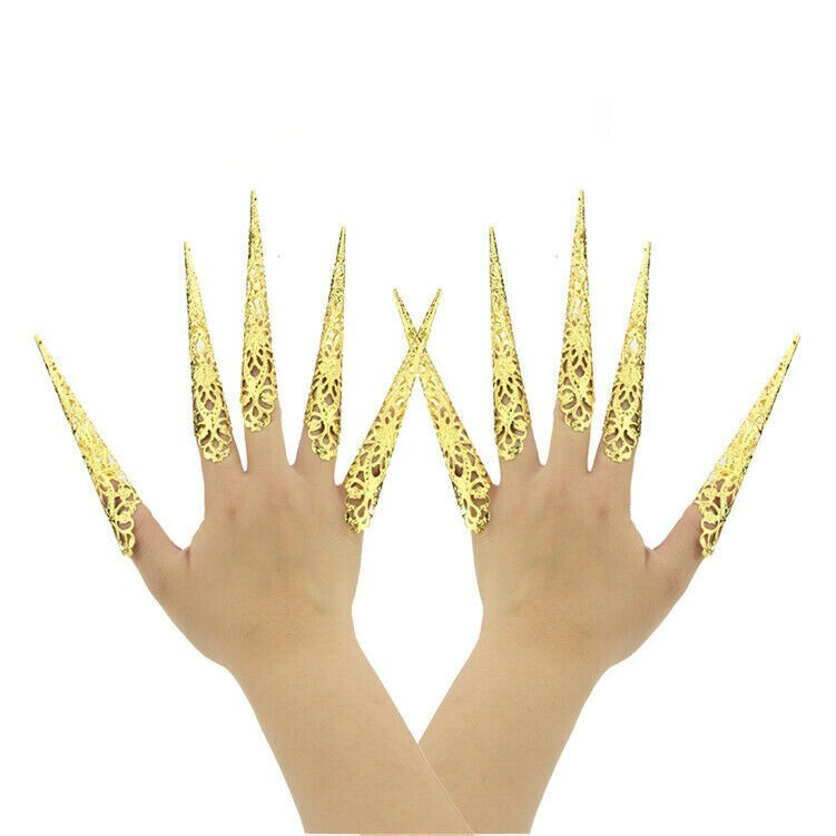 5pcs Métal Long Ongle Bagues Cosplay la Danse Accessoires Style Chinois Vintage