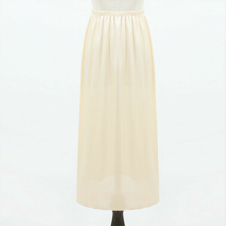 Femme Jupe Satin Faux Soie Jupon sous Robe Demi Slip Midi