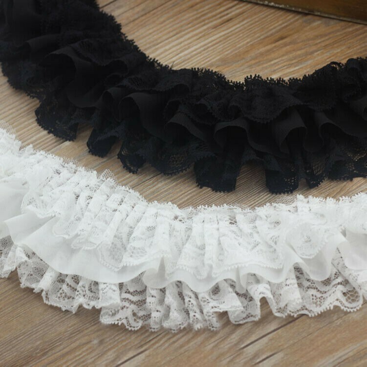 1M Chiffon Rüsche Gestufte Spitze Formteile Falte Band Kostüm Saum Rand Stoff