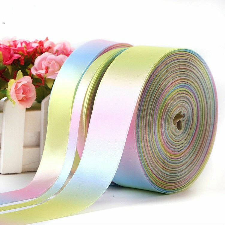 45.7m Arcobaleno Bilaterale Pastello Raso Nastro Grosgrain Spolette Artigianato