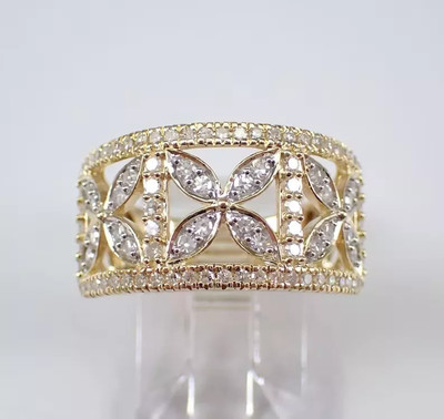 Round Cut Moissanite Floral Wedding Anniversary Band Unique Cluster Band For Her