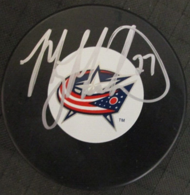 MANNY MALHOTRA SIGNED COLUMBUS BLUE JACKETS HOCKEY PUCK w/ COA