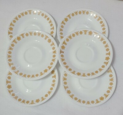 Vintage Corelle by Corning BUTTERFLY GOLD Set Of 6 Saucers 6 1/4 